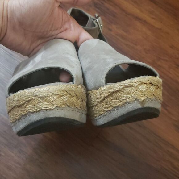 Stuart Weitzman Grey Chic Feminine Summer Suede Wedge Platform Sandals Size 7 - Picture 3 of 12